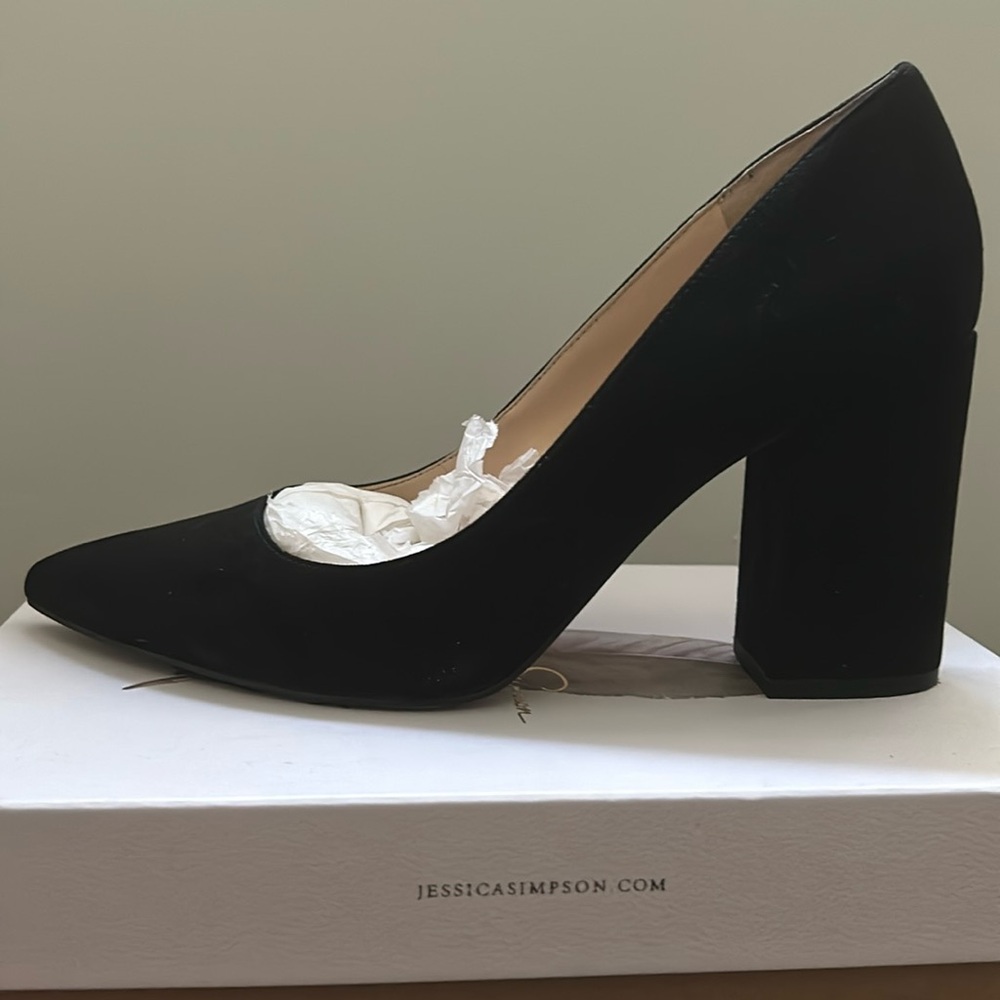 Jessica Simpson micro suede blocked heel